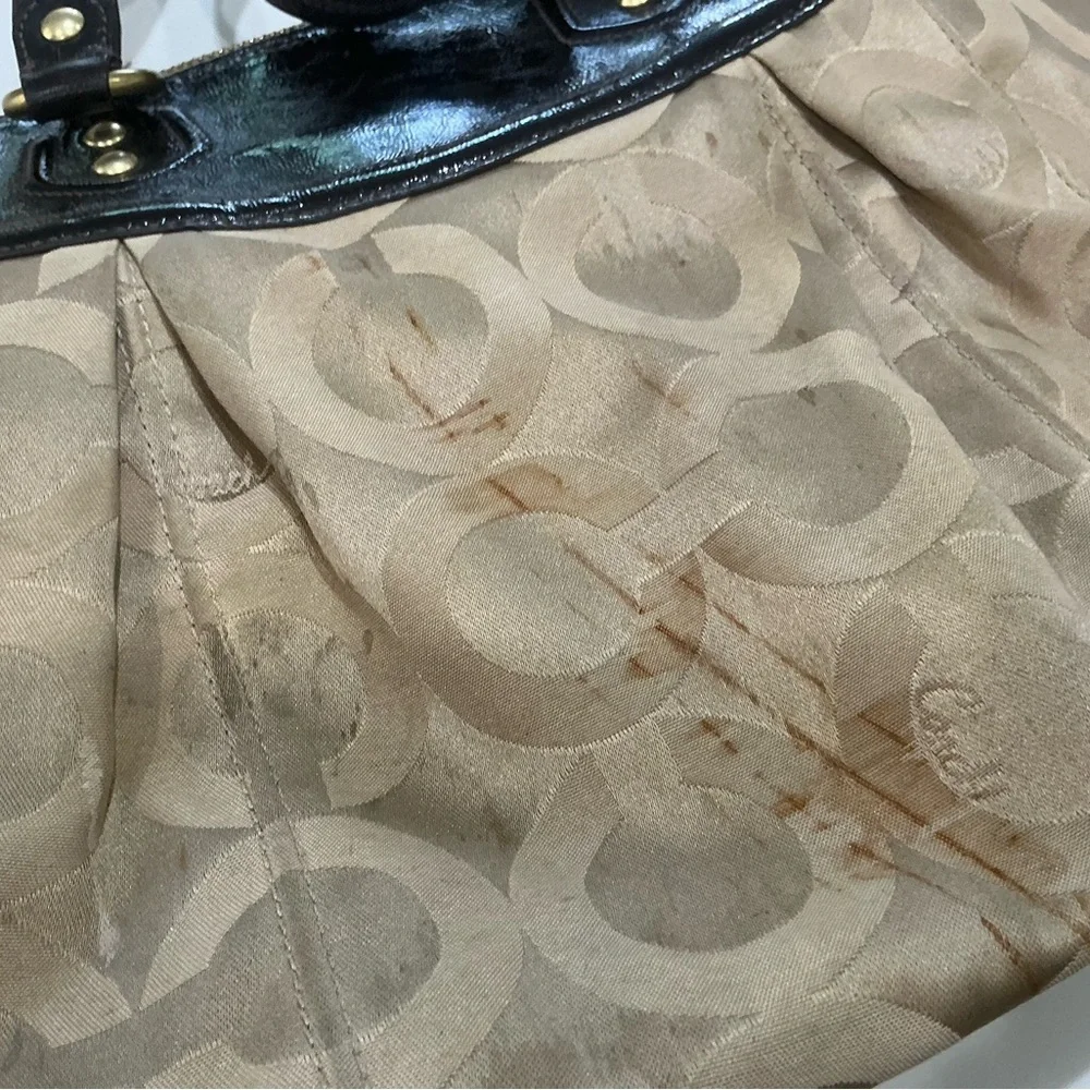 Coach Beige and Dark Brown Satchel